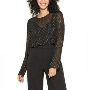 Sheer Black & Gold Polka Dot Blouse